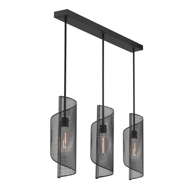 Three Light Linear Chandelier<br /><span style="color:#4AB0CE;">Entrega: 4-10 dias en USA</span><br /><span style="color:#4AB0CE;font-size:60%;">PREGUNTE POR ENTREGA EN PANAMA</span><br />Collection: Hillbourne<br />Finish: Matte Black