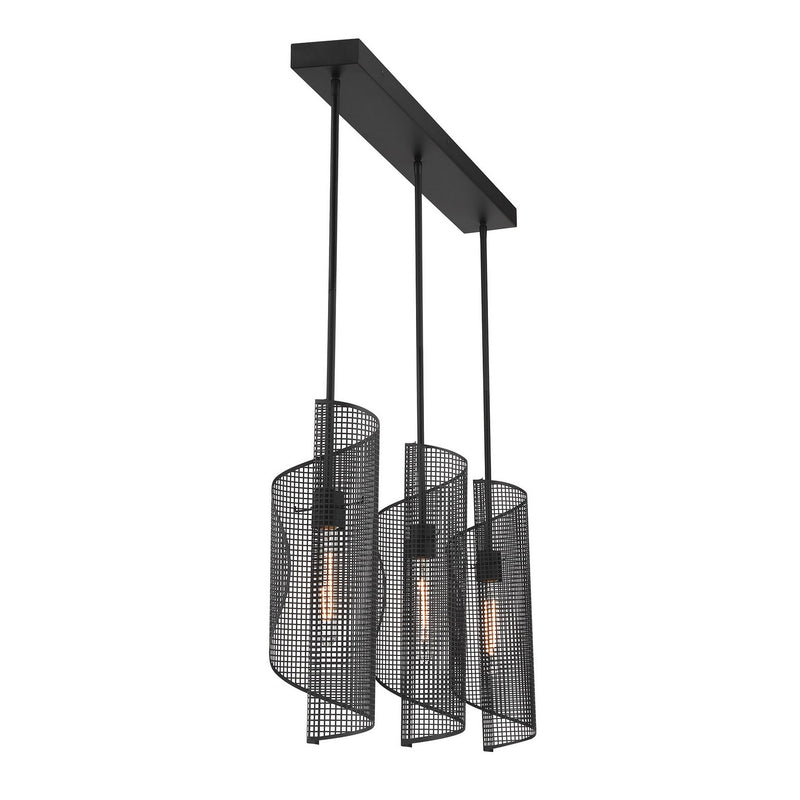Three Light Linear Chandelier<br /><span style="color:#4AB0CE;">Entrega: 4-10 dias en USA</span><br /><span style="color:#4AB0CE;font-size:60%;">PREGUNTE POR ENTREGA EN PANAMA</span><br />Collection: Hillbourne<br />Finish: Matte Black