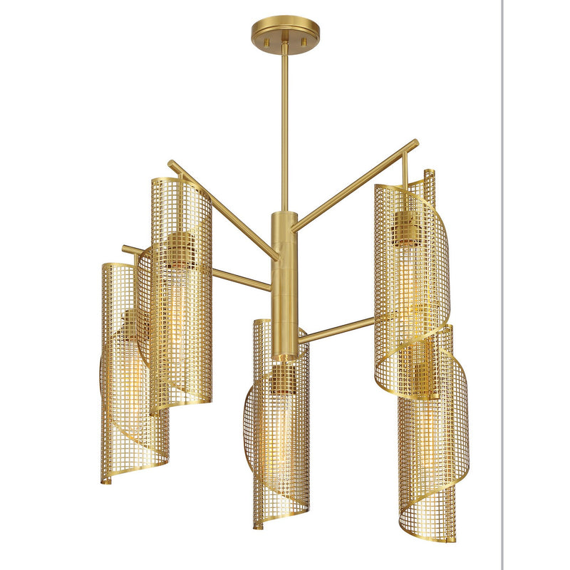 Five Light Chandelier<br /><span style="color:#4AB0CE;">Entrega: 4-10 dias en USA</span><br /><span style="color:#4AB0CE;font-size:60%;">PREGUNTE POR ENTREGA EN PANAMA</span><br />Collection: Hillbourne<br />Finish: Warm Brass