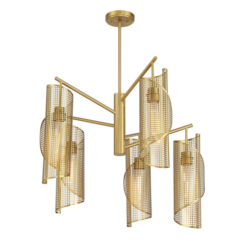 Five Light Chandelier<br /><span style="color:#4AB0CE;">Entrega: 4-10 dias en USA</span><br /><span style="color:#4AB0CE;font-size:60%;">PREGUNTE POR ENTREGA EN PANAMA</span><br />Collection: Hillbourne<br />Finish: Warm Brass