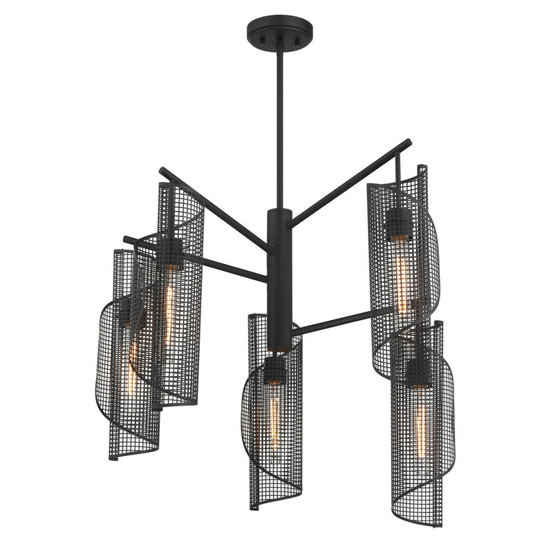 Five Light Chandelier<br /><span style="color:#4AB0CE;">Entrega: 4-10 dias en USA</span><br /><span style="color:#4AB0CE;font-size:60%;">PREGUNTE POR ENTREGA EN PANAMA</span><br />Collection: Hillbourne<br />Finish: Matte Black