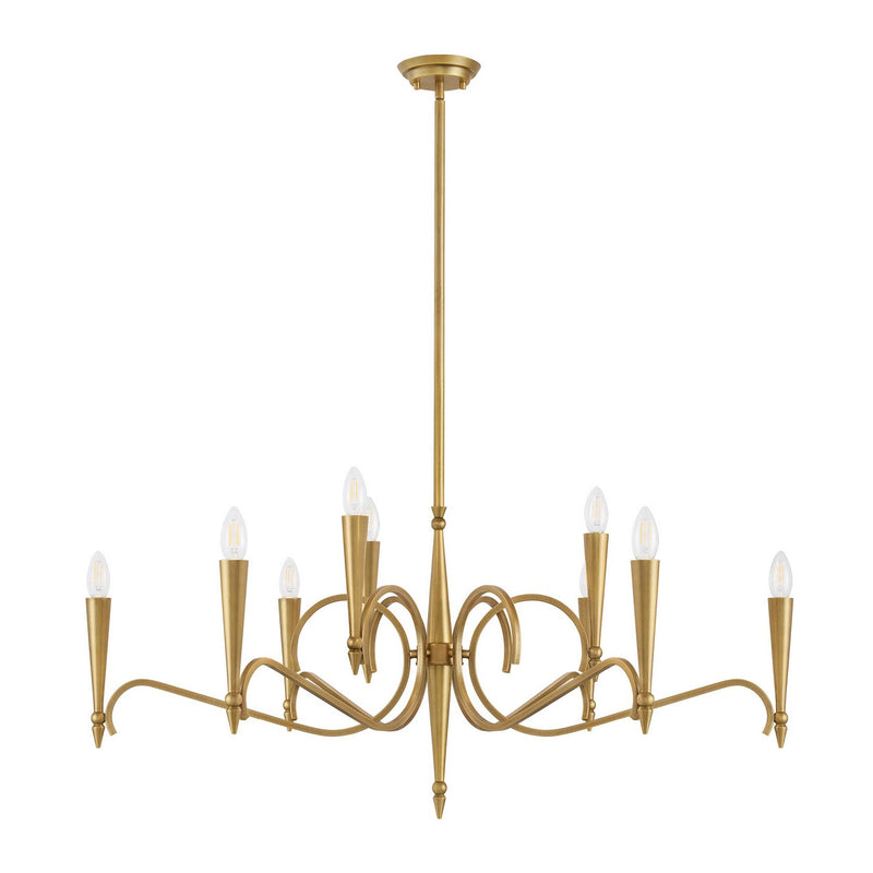 Nine Light Chandelier<br /><span style="color:#4AB0CE;">Entrega: 4-10 dias en USA</span><br /><span style="color:#4AB0CE;font-size:60%;">PREGUNTE POR ENTREGA EN PANAMA</span><br />Collection: Tremont<br />Finish: Riviera Brass