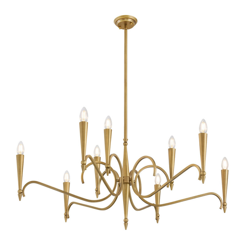 Nine Light Chandelier<br /><span style="color:#4AB0CE;">Entrega: 4-10 dias en USA</span><br /><span style="color:#4AB0CE;font-size:60%;">PREGUNTE POR ENTREGA EN PANAMA</span><br />Collection: Tremont<br />Finish: Riviera Brass