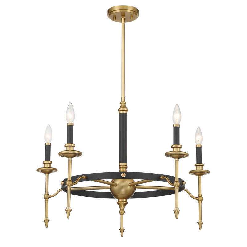 Five Light Chandelier<br /><span style="color:#4AB0CE;">Entrega: 4-10 dias en USA</span><br /><span style="color:#4AB0CE;font-size:60%;">PREGUNTE POR ENTREGA EN PANAMA</span><br />Collection: Consulate<br />Finish: Matte Black and Warm Brass