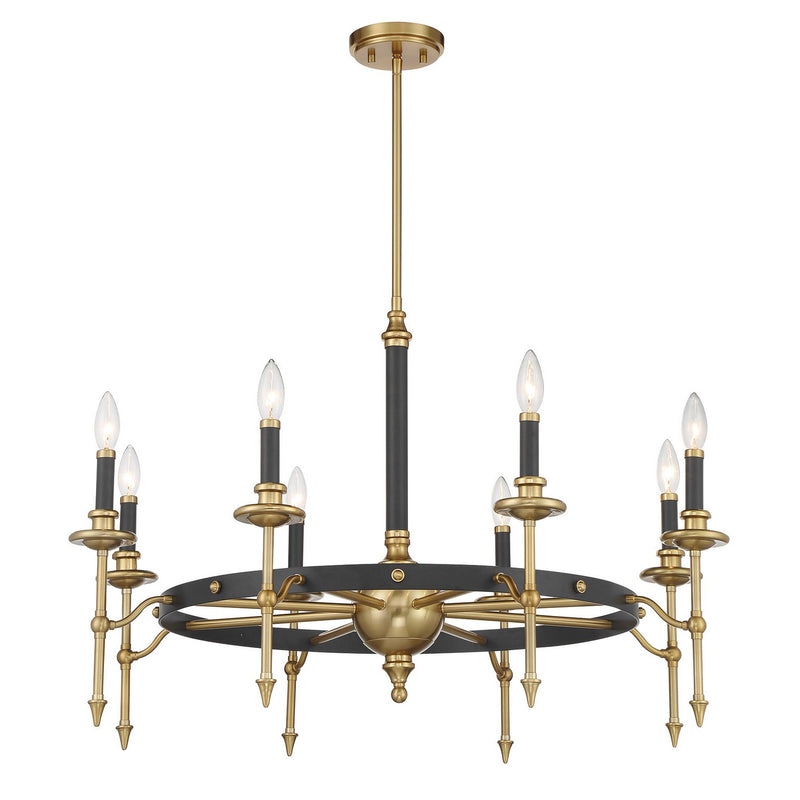 Eight Light Chandelier<br /><span style="color:#4AB0CE;">Entrega: 4-10 dias en USA</span><br /><span style="color:#4AB0CE;font-size:60%;">PREGUNTE POR ENTREGA EN PANAMA</span><br />Collection: Consulate<br />Finish: Matte Black and Warm Brass