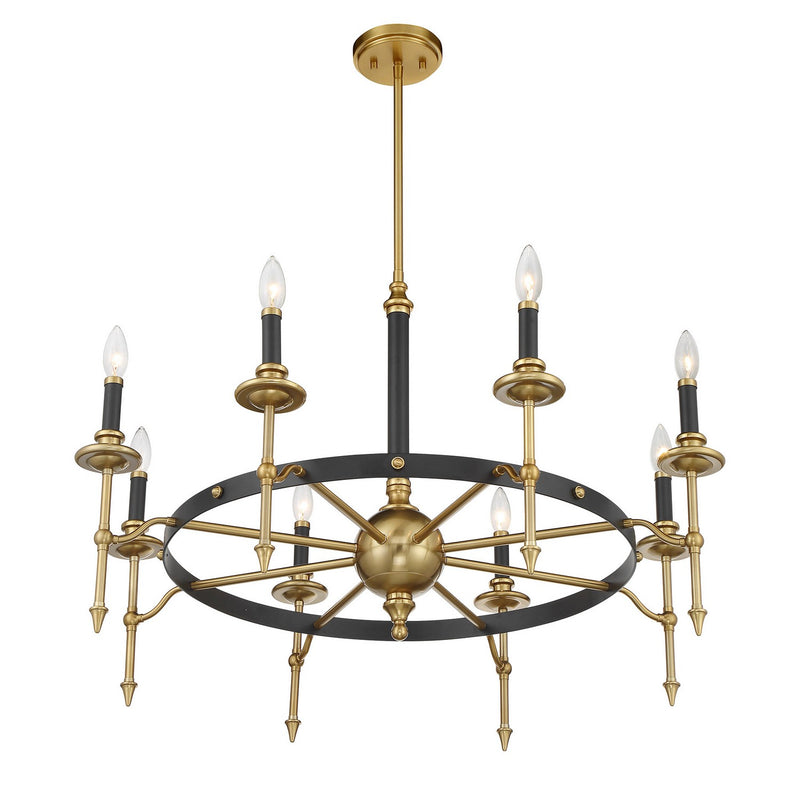 Eight Light Chandelier<br /><span style="color:#4AB0CE;">Entrega: 4-10 dias en USA</span><br /><span style="color:#4AB0CE;font-size:60%;">PREGUNTE POR ENTREGA EN PANAMA</span><br />Collection: Consulate<br />Finish: Matte Black and Warm Brass