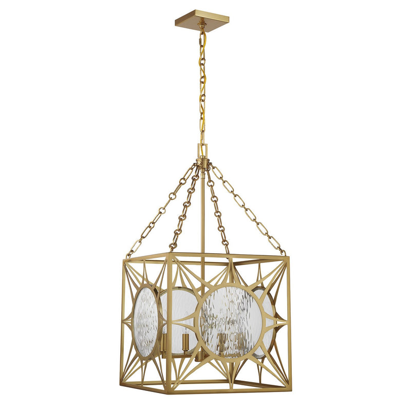 Four Light Pendant<br /><span style="color:#4AB0CE;">Entrega: 4-10 dias en USA</span><br /><span style="color:#4AB0CE;font-size:60%;">PREGUNTE POR ENTREGA EN PANAMA</span><br />Collection: Balfour<br />Finish: Warm Brass