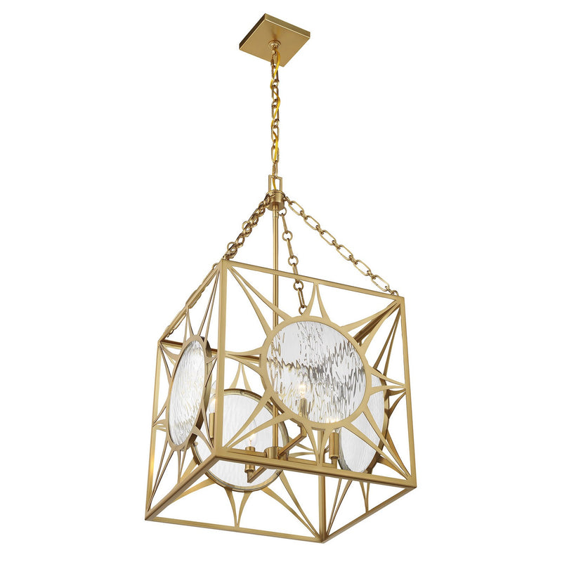 Four Light Pendant<br /><span style="color:#4AB0CE;">Entrega: 4-10 dias en USA</span><br /><span style="color:#4AB0CE;font-size:60%;">PREGUNTE POR ENTREGA EN PANAMA</span><br />Collection: Balfour<br />Finish: Warm Brass
