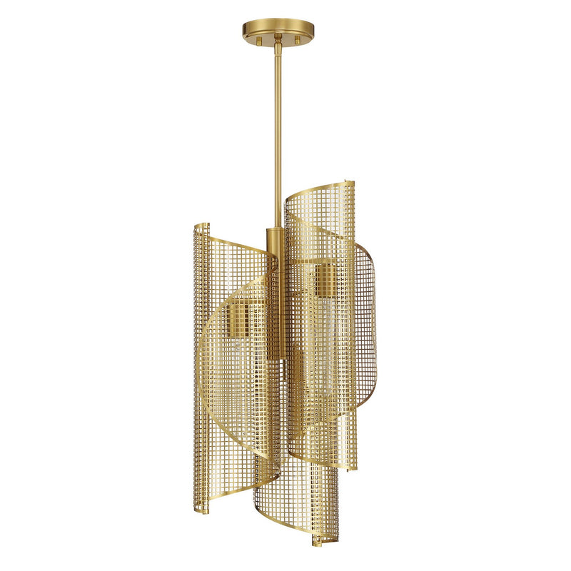 Three Light Pendant<br /><span style="color:#4AB0CE;">Entrega: 4-10 dias en USA</span><br /><span style="color:#4AB0CE;font-size:60%;">PREGUNTE POR ENTREGA EN PANAMA</span><br />Collection: Hillbourne<br />Finish: Warm Brass