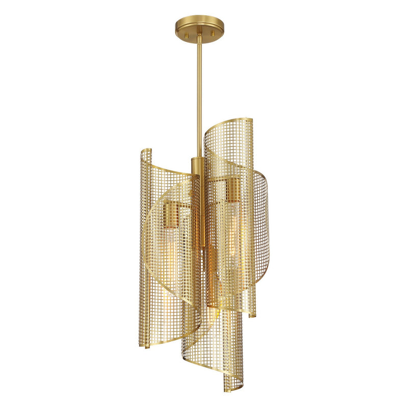 Three Light Pendant<br /><span style="color:#4AB0CE;">Entrega: 4-10 dias en USA</span><br /><span style="color:#4AB0CE;font-size:60%;">PREGUNTE POR ENTREGA EN PANAMA</span><br />Collection: Hillbourne<br />Finish: Warm Brass