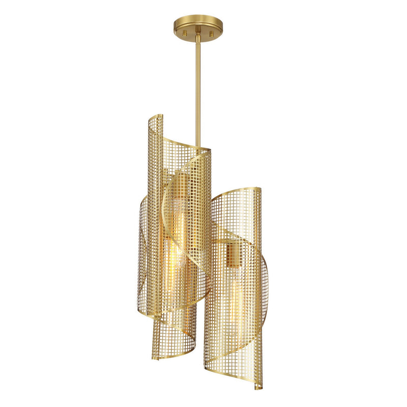 Three Light Pendant<br /><span style="color:#4AB0CE;">Entrega: 4-10 dias en USA</span><br /><span style="color:#4AB0CE;font-size:60%;">PREGUNTE POR ENTREGA EN PANAMA</span><br />Collection: Hillbourne<br />Finish: Warm Brass