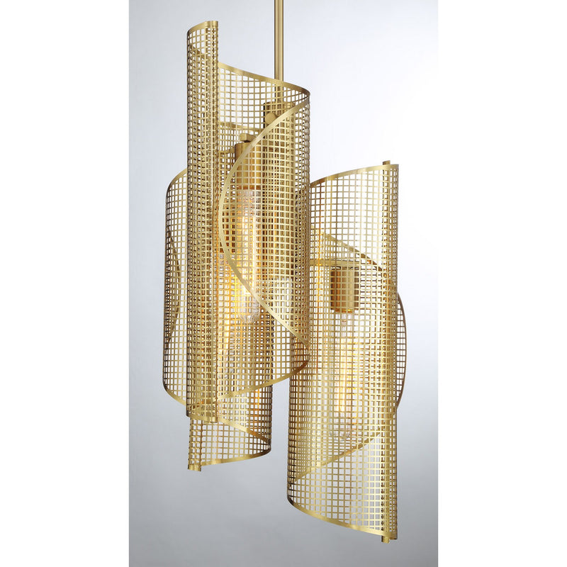 Three Light Pendant<br /><span style="color:#4AB0CE;">Entrega: 4-10 dias en USA</span><br /><span style="color:#4AB0CE;font-size:60%;">PREGUNTE POR ENTREGA EN PANAMA</span><br />Collection: Hillbourne<br />Finish: Warm Brass
