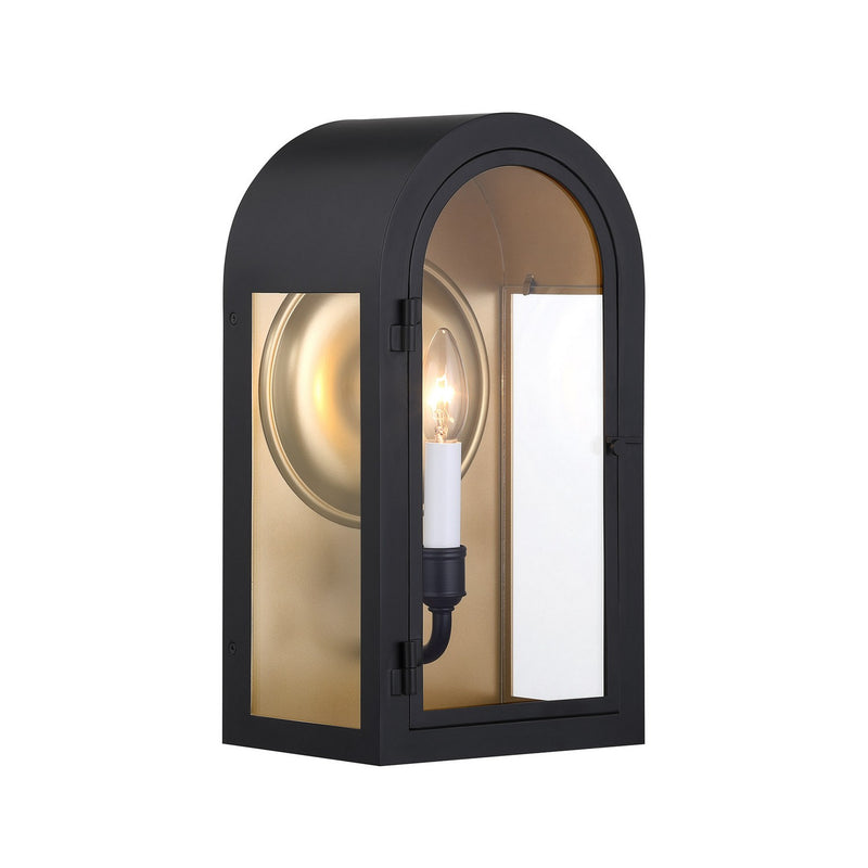 One Light Outdoor Wall Lantern<br /><span style="color:#4AB0CE;">Entrega: 4-10 dias en USA</span><br /><span style="color:#4AB0CE;font-size:60%;">PREGUNTE POR ENTREGA EN PANAMA</span><br />Collection: Grotto<br />Finish: Matte Black with Vintage Gold