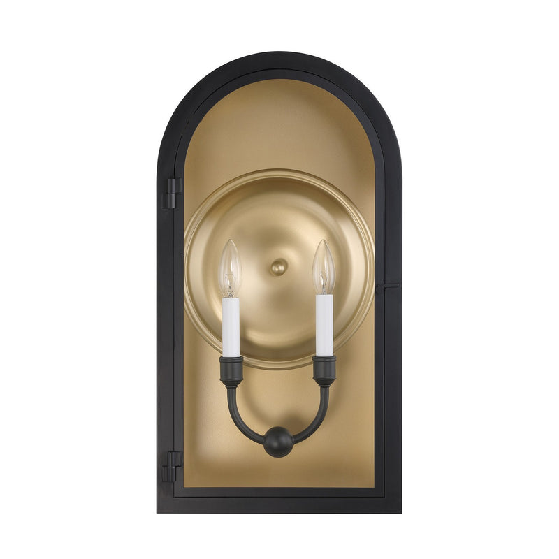 Two Light Outdoor Wall Lantern<br /><span style="color:#4AB0CE;">Entrega: 4-10 dias en USA</span><br /><span style="color:#4AB0CE;font-size:60%;">PREGUNTE POR ENTREGA EN PANAMA</span><br />Collection: Grotto<br />Finish: Matte Black with Vintage Gold