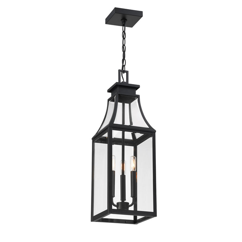 Three Light Outdoor Hanging Lantern<br /><span style="color:#4AB0CE;">Entrega: 4-10 dias en USA</span><br /><span style="color:#4AB0CE;font-size:60%;">PREGUNTE POR ENTREGA EN PANAMA</span><br />Collection: Emery<br />Finish: Matte Black