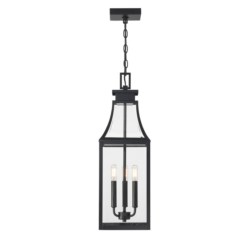 Three Light Outdoor Hanging Lantern<br /><span style="color:#4AB0CE;">Entrega: 4-10 dias en USA</span><br /><span style="color:#4AB0CE;font-size:60%;">PREGUNTE POR ENTREGA EN PANAMA</span><br />Collection: Emery<br />Finish: Matte Black