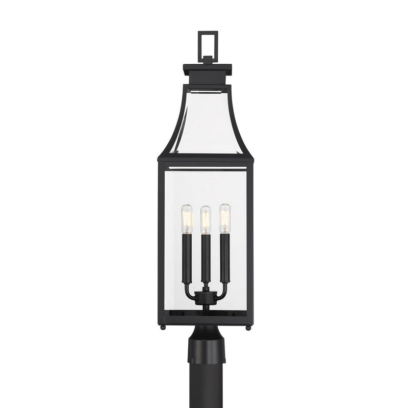 Three Light Outdoor Post Lantern<br /><span style="color:#4AB0CE;">Entrega: 4-10 dias en USA</span><br /><span style="color:#4AB0CE;font-size:60%;">PREGUNTE POR ENTREGA EN PANAMA</span><br />Collection: Emery<br />Finish: Matte Black