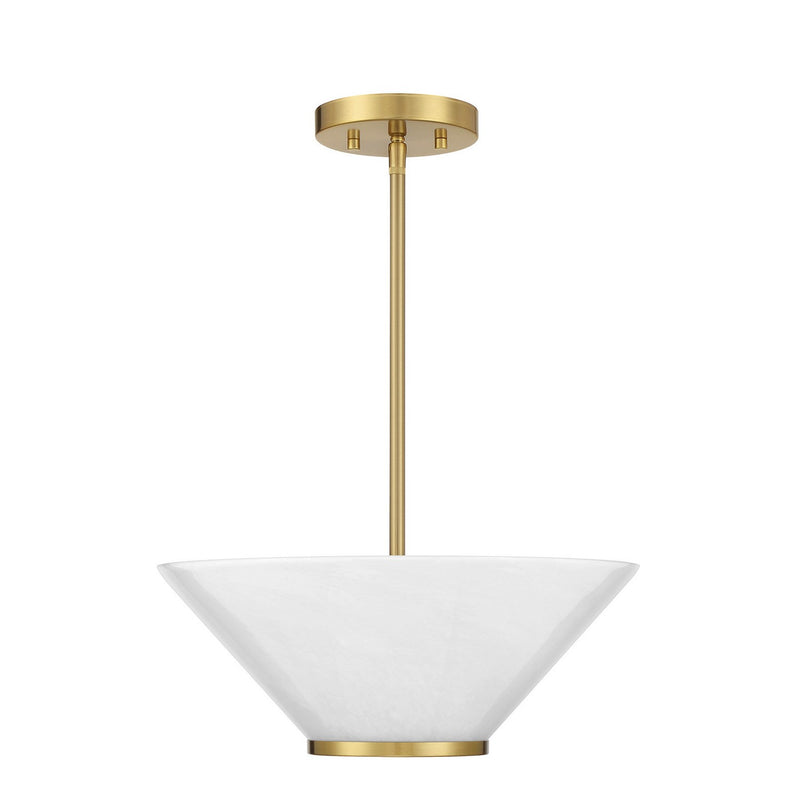 Three Light Convertible Semi-Flush /Pendant<br /><span style="color:#4AB0CE;">Entrega: 4-10 dias en USA</span><br /><span style="color:#4AB0CE;font-size:60%;">PREGUNTE POR ENTREGA EN PANAMA</span><br />Collection: Blair<br />Finish: Warm Brass
