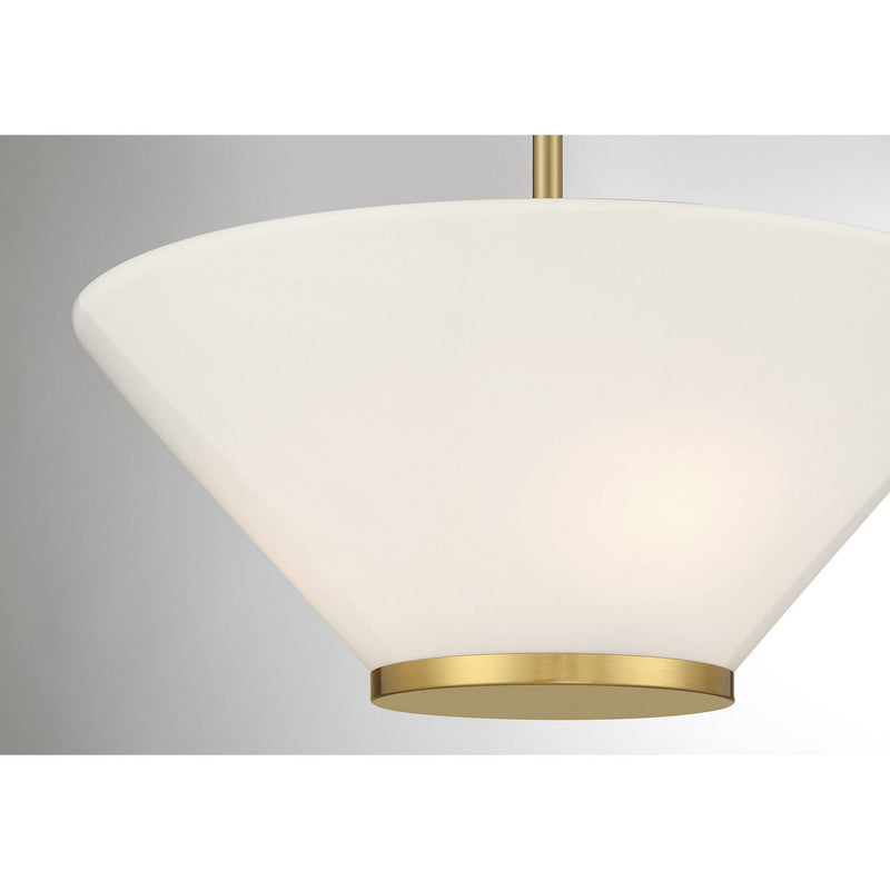 Three Light Convertible Semi-Flush /Pendant<br /><span style="color:#4AB0CE;">Entrega: 4-10 dias en USA</span><br /><span style="color:#4AB0CE;font-size:60%;">PREGUNTE POR ENTREGA EN PANAMA</span><br />Collection: Blair<br />Finish: Warm Brass