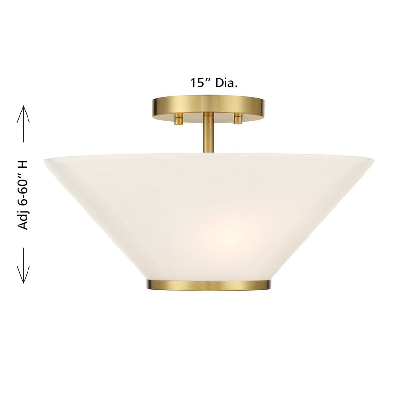 Three Light Convertible Semi-Flush /Pendant<br /><span style="color:#4AB0CE;">Entrega: 4-10 dias en USA</span><br /><span style="color:#4AB0CE;font-size:60%;">PREGUNTE POR ENTREGA EN PANAMA</span><br />Collection: Blair<br />Finish: Warm Brass