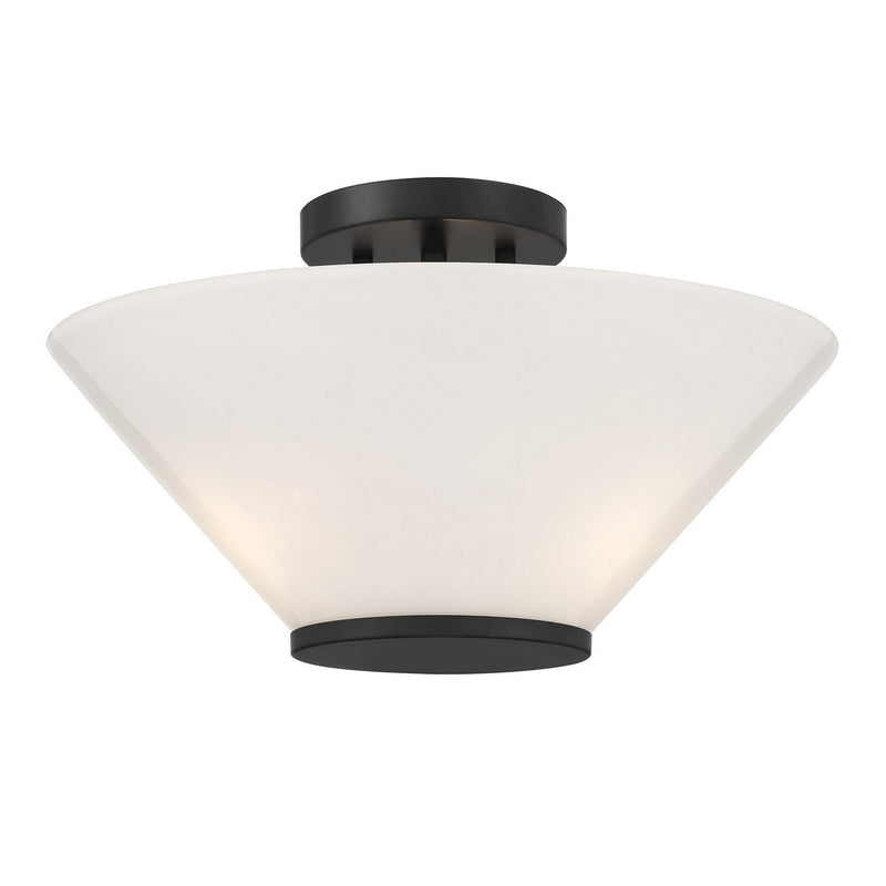 Three Light Convertible Semi-Flush /Pendant<br /><span style="color:#4AB0CE;">Entrega: 4-10 dias en USA</span><br /><span style="color:#4AB0CE;font-size:60%;">PREGUNTE POR ENTREGA EN PANAMA</span><br />Collection: Blair<br />Finish: Matte Black