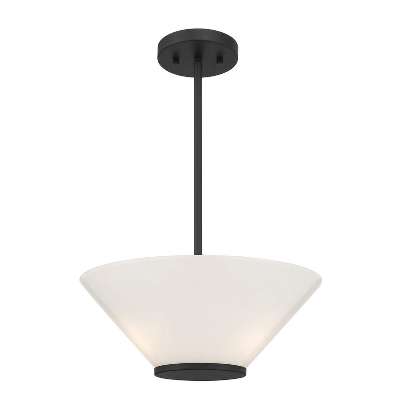 Three Light Convertible Semi-Flush /Pendant<br /><span style="color:#4AB0CE;">Entrega: 4-10 dias en USA</span><br /><span style="color:#4AB0CE;font-size:60%;">PREGUNTE POR ENTREGA EN PANAMA</span><br />Collection: Blair<br />Finish: Matte Black