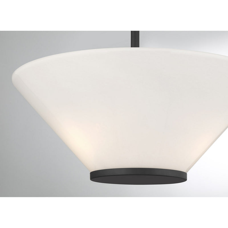 Three Light Convertible Semi-Flush /Pendant<br /><span style="color:#4AB0CE;">Entrega: 4-10 dias en USA</span><br /><span style="color:#4AB0CE;font-size:60%;">PREGUNTE POR ENTREGA EN PANAMA</span><br />Collection: Blair<br />Finish: Matte Black
