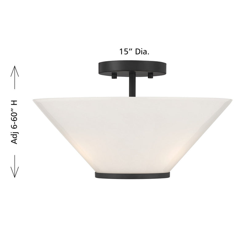 Three Light Convertible Semi-Flush /Pendant<br /><span style="color:#4AB0CE;">Entrega: 4-10 dias en USA</span><br /><span style="color:#4AB0CE;font-size:60%;">PREGUNTE POR ENTREGA EN PANAMA</span><br />Collection: Blair<br />Finish: Matte Black