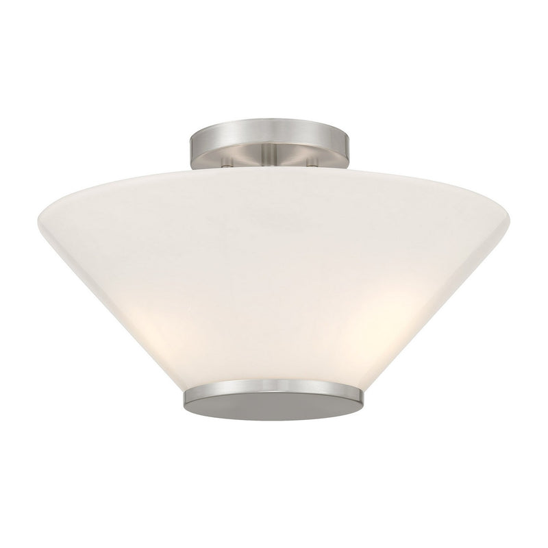 Three Light Convertible Semi-Flush /Pendant<br /><span style="color:#4AB0CE;">Entrega: 4-10 dias en USA</span><br /><span style="color:#4AB0CE;font-size:60%;">PREGUNTE POR ENTREGA EN PANAMA</span><br />Collection: Blair<br />Finish: Satin Nickel