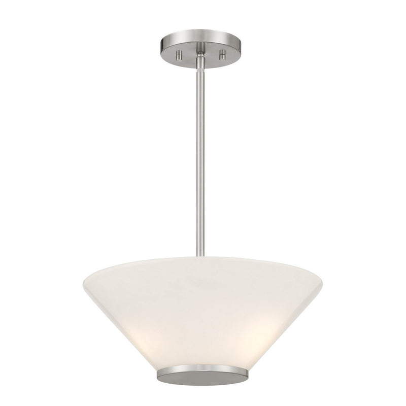 Three Light Convertible Semi-Flush /Pendant<br /><span style="color:#4AB0CE;">Entrega: 4-10 dias en USA</span><br /><span style="color:#4AB0CE;font-size:60%;">PREGUNTE POR ENTREGA EN PANAMA</span><br />Collection: Blair<br />Finish: Satin Nickel