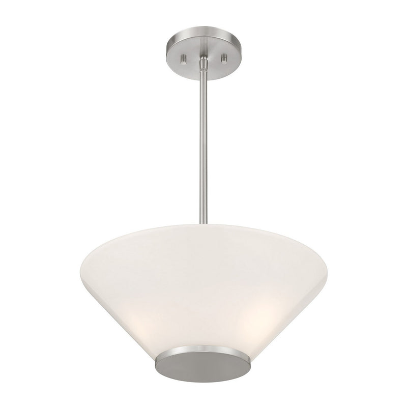 Three Light Convertible Semi-Flush /Pendant<br /><span style="color:#4AB0CE;">Entrega: 4-10 dias en USA</span><br /><span style="color:#4AB0CE;font-size:60%;">PREGUNTE POR ENTREGA EN PANAMA</span><br />Collection: Blair<br />Finish: Satin Nickel