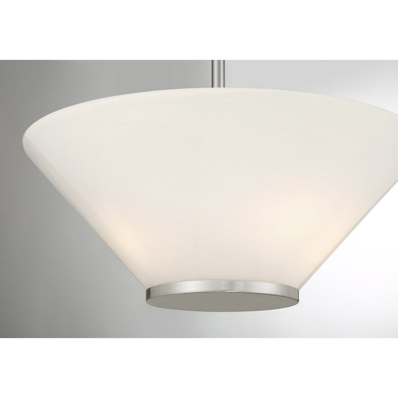 Three Light Convertible Semi-Flush /Pendant<br /><span style="color:#4AB0CE;">Entrega: 4-10 dias en USA</span><br /><span style="color:#4AB0CE;font-size:60%;">PREGUNTE POR ENTREGA EN PANAMA</span><br />Collection: Blair<br />Finish: Satin Nickel