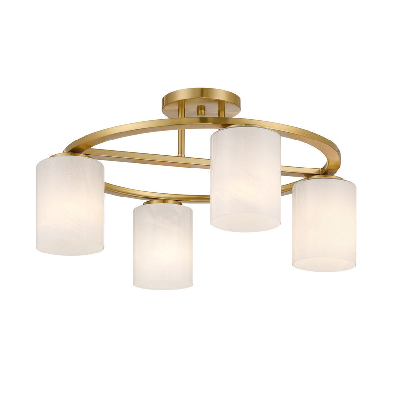 Four Light Semi-Flush Mount<br /><span style="color:#4AB0CE;">Entrega: 4-10 dias en USA</span><br /><span style="color:#4AB0CE;font-size:60%;">PREGUNTE POR ENTREGA EN PANAMA</span><br />Collection: Herron<br />Finish: Warm Brass