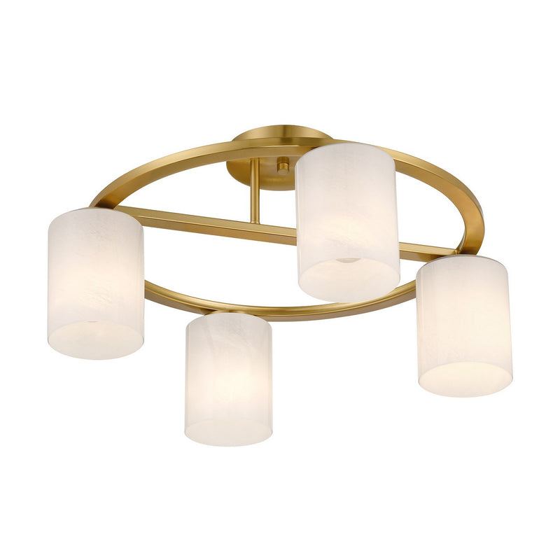 Four Light Semi-Flush Mount<br /><span style="color:#4AB0CE;">Entrega: 4-10 dias en USA</span><br /><span style="color:#4AB0CE;font-size:60%;">PREGUNTE POR ENTREGA EN PANAMA</span><br />Collection: Herron<br />Finish: Warm Brass