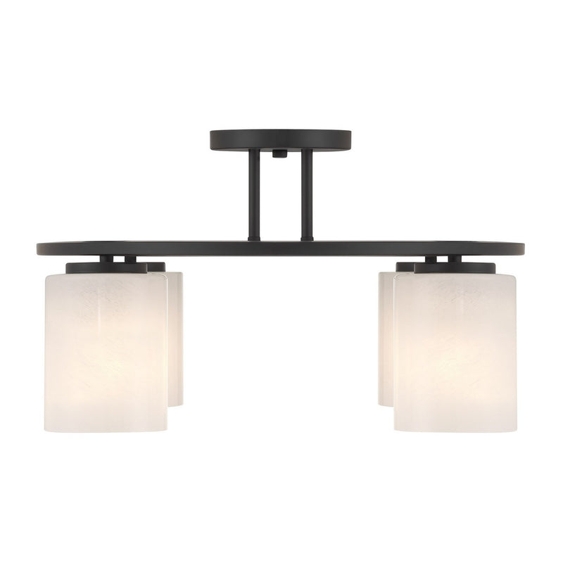 Four Light Semi-Flush Mount<br /><span style="color:#4AB0CE;">Entrega: 4-10 dias en USA</span><br /><span style="color:#4AB0CE;font-size:60%;">PREGUNTE POR ENTREGA EN PANAMA</span><br />Collection: Herron<br />Finish: Matte Black