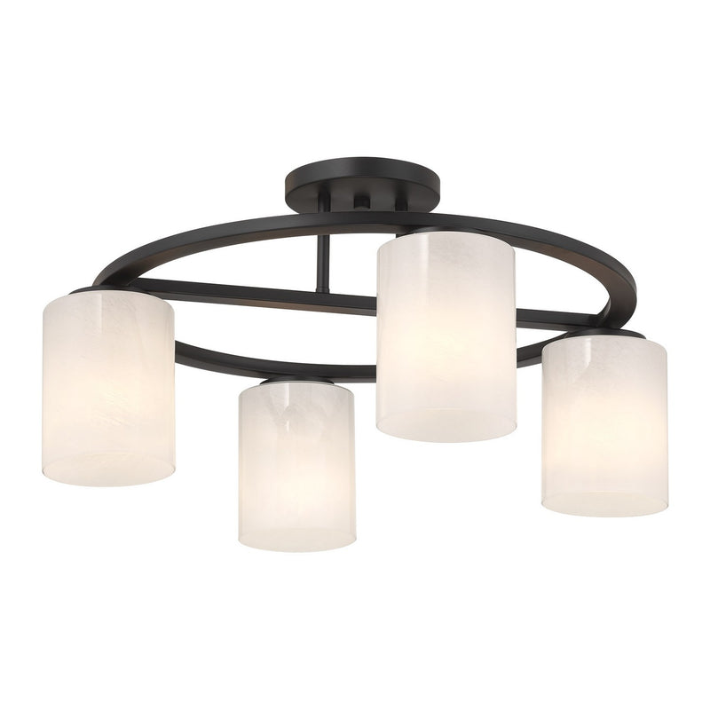 Four Light Semi-Flush Mount<br /><span style="color:#4AB0CE;">Entrega: 4-10 dias en USA</span><br /><span style="color:#4AB0CE;font-size:60%;">PREGUNTE POR ENTREGA EN PANAMA</span><br />Collection: Herron<br />Finish: Matte Black