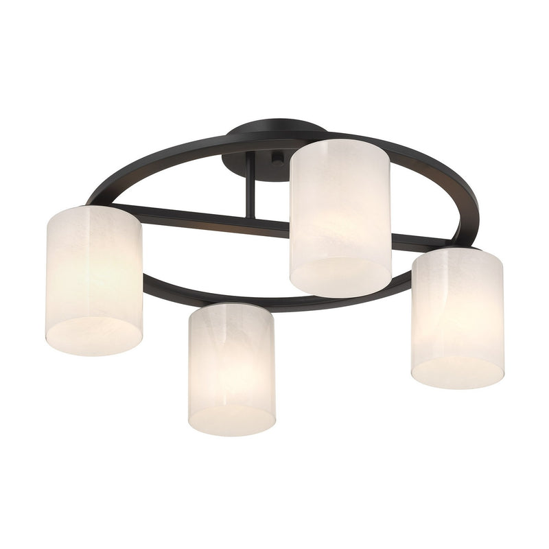 Four Light Semi-Flush Mount<br /><span style="color:#4AB0CE;">Entrega: 4-10 dias en USA</span><br /><span style="color:#4AB0CE;font-size:60%;">PREGUNTE POR ENTREGA EN PANAMA</span><br />Collection: Herron<br />Finish: Matte Black