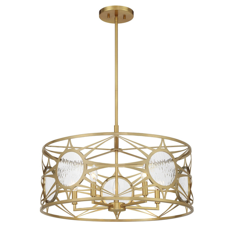 Five Light Convertible Semi-Flush /Pendant<br /><span style="color:#4AB0CE;">Entrega: 4-10 dias en USA</span><br /><span style="color:#4AB0CE;font-size:60%;">PREGUNTE POR ENTREGA EN PANAMA</span><br />Collection: Balfour<br />Finish: Warm Brass