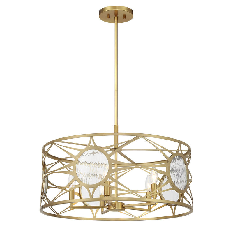 Five Light Convertible Semi-Flush /Pendant<br /><span style="color:#4AB0CE;">Entrega: 4-10 dias en USA</span><br /><span style="color:#4AB0CE;font-size:60%;">PREGUNTE POR ENTREGA EN PANAMA</span><br />Collection: Balfour<br />Finish: Warm Brass