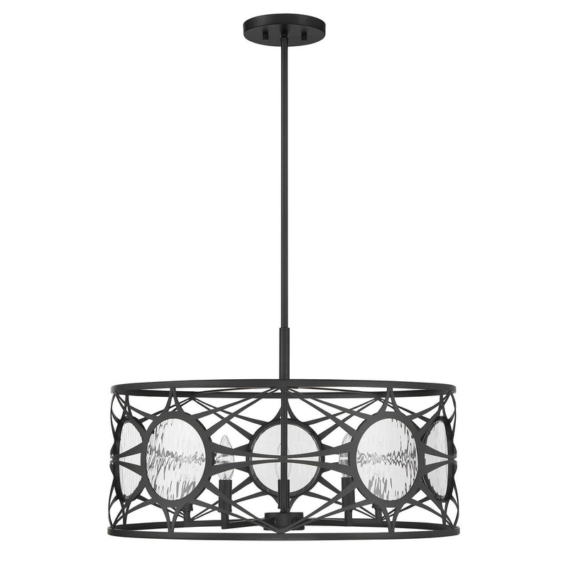 Five Light Convertible Semi-Flush /Pendant<br /><span style="color:#4AB0CE;">Entrega: 4-10 dias en USA</span><br /><span style="color:#4AB0CE;font-size:60%;">PREGUNTE POR ENTREGA EN PANAMA</span><br />Collection: Balfour<br />Finish: Matte Black
