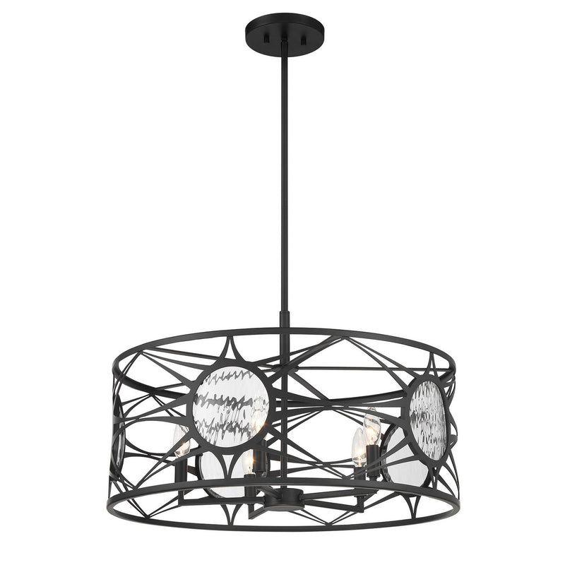 Five Light Convertible Semi-Flush /Pendant<br /><span style="color:#4AB0CE;">Entrega: 4-10 dias en USA</span><br /><span style="color:#4AB0CE;font-size:60%;">PREGUNTE POR ENTREGA EN PANAMA</span><br />Collection: Balfour<br />Finish: Matte Black