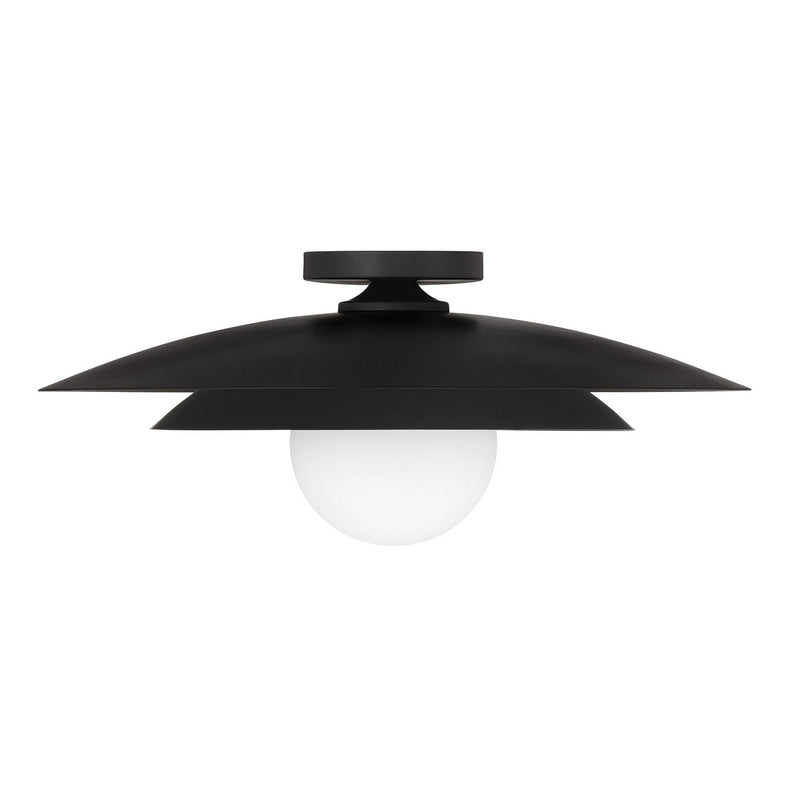 One Light Semi-Flush Mount<br /><span style="color:#4AB0CE;">Entrega: 4-10 dias en USA</span><br /><span style="color:#4AB0CE;font-size:60%;">PREGUNTE POR ENTREGA EN PANAMA</span><br />Collection: Sherrer<br />Finish: Matte Black