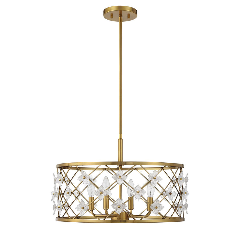 Four Light Convertible Semi-Flush /Pendant<br /><span style="color:#4AB0CE;">Entrega: 4-10 dias en USA</span><br /><span style="color:#4AB0CE;font-size:60%;">PREGUNTE POR ENTREGA EN PANAMA</span><br />Collection: Bailey<br />Finish: Warm Brass