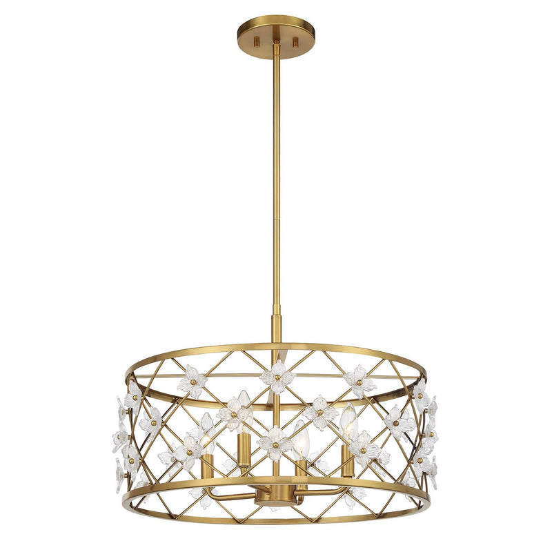 Four Light Convertible Semi-Flush /Pendant<br /><span style="color:#4AB0CE;">Entrega: 4-10 dias en USA</span><br /><span style="color:#4AB0CE;font-size:60%;">PREGUNTE POR ENTREGA EN PANAMA</span><br />Collection: Bailey<br />Finish: Warm Brass