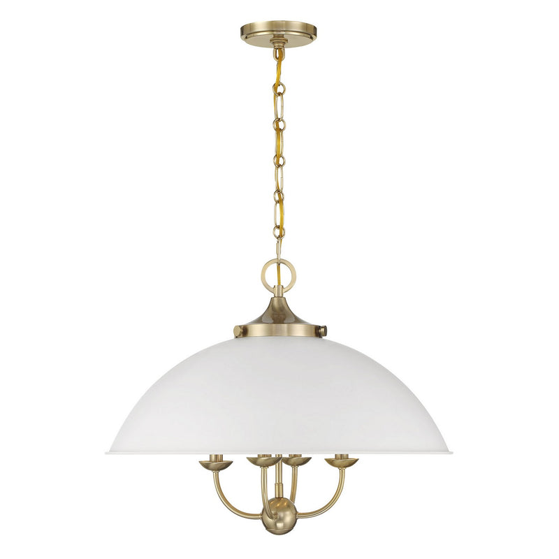 Four Light Pendant<br /><span style="color:#4AB0CE;">Entrega: 4-10 dias en USA</span><br /><span style="color:#4AB0CE;font-size:60%;">PREGUNTE POR ENTREGA EN PANAMA</span><br />Collection: Monterey<br />Finish: White and Warm Brass