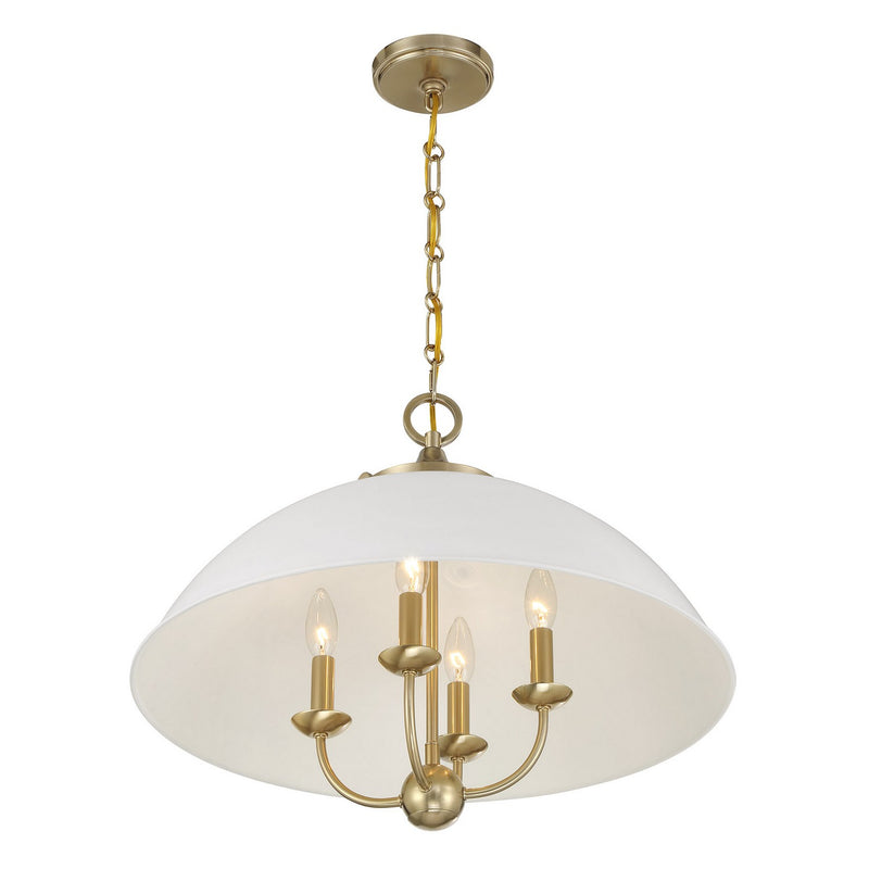 Four Light Pendant<br /><span style="color:#4AB0CE;">Entrega: 4-10 dias en USA</span><br /><span style="color:#4AB0CE;font-size:60%;">PREGUNTE POR ENTREGA EN PANAMA</span><br />Collection: Monterey<br />Finish: White and Warm Brass
