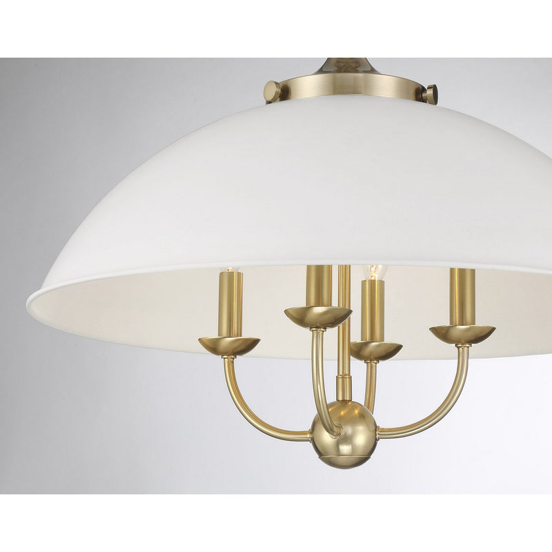 Four Light Pendant<br /><span style="color:#4AB0CE;">Entrega: 4-10 dias en USA</span><br /><span style="color:#4AB0CE;font-size:60%;">PREGUNTE POR ENTREGA EN PANAMA</span><br />Collection: Monterey<br />Finish: White and Warm Brass