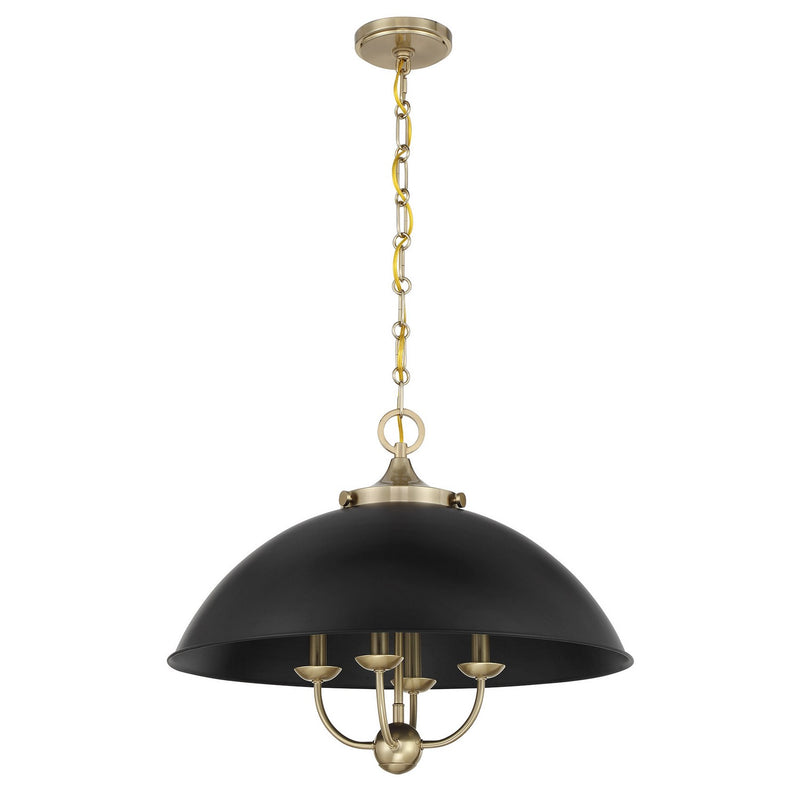 Four Light Pendant<br /><span style="color:#4AB0CE;">Entrega: 4-10 dias en USA</span><br /><span style="color:#4AB0CE;font-size:60%;">PREGUNTE POR ENTREGA EN PANAMA</span><br />Collection: Monterey<br />Finish: Matte Black and Warm Brass