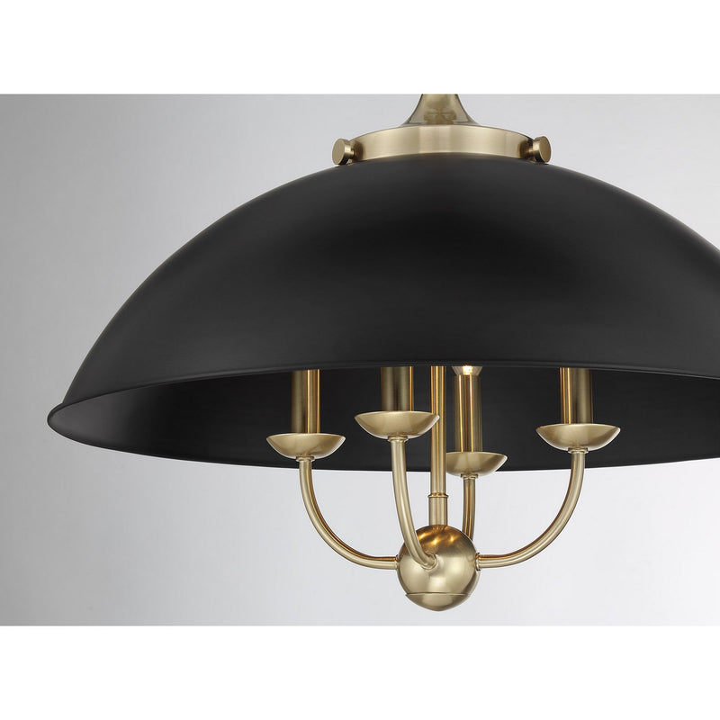 Four Light Pendant<br /><span style="color:#4AB0CE;">Entrega: 4-10 dias en USA</span><br /><span style="color:#4AB0CE;font-size:60%;">PREGUNTE POR ENTREGA EN PANAMA</span><br />Collection: Monterey<br />Finish: Matte Black and Warm Brass