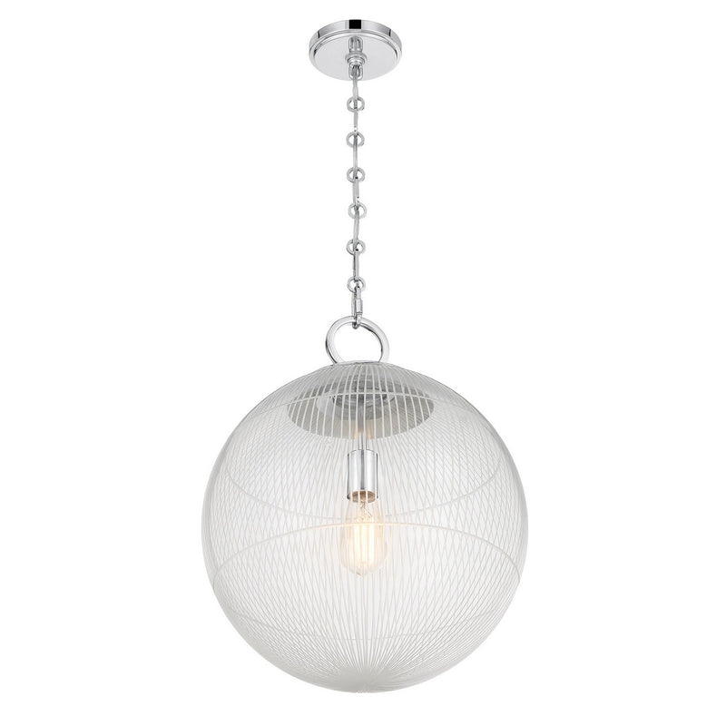 One Light Pendant<br /><span style="color:#4AB0CE;">Entrega: 4-10 dias en USA</span><br /><span style="color:#4AB0CE;font-size:60%;">PREGUNTE POR ENTREGA EN PANAMA</span><br />Collection: Cabot<br />Finish: Chrome